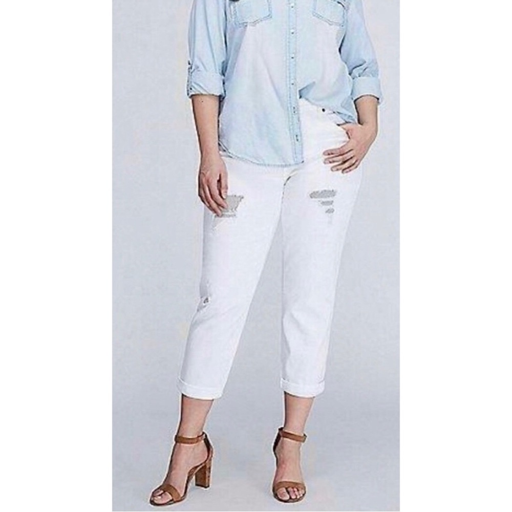 Lane Bryant Patched White Jeans